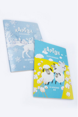 Картон білий, А4, 10 аркушів, в папці, 250 г/м2, двосторонній